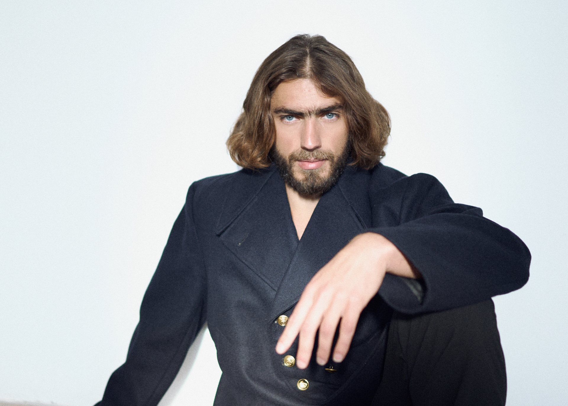 Swan Ayada portrait by Mario RRS in black tailoring